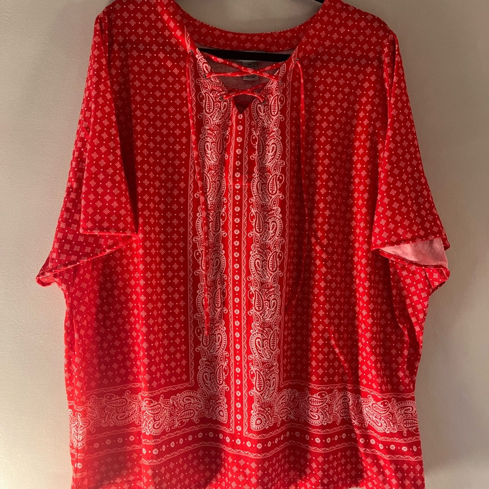 Catherines Red Paisley Blouse